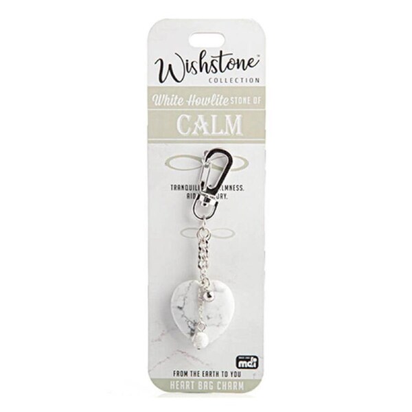 Wishstone White Howlite Heart Bag Charm Keychain Women's Accessories