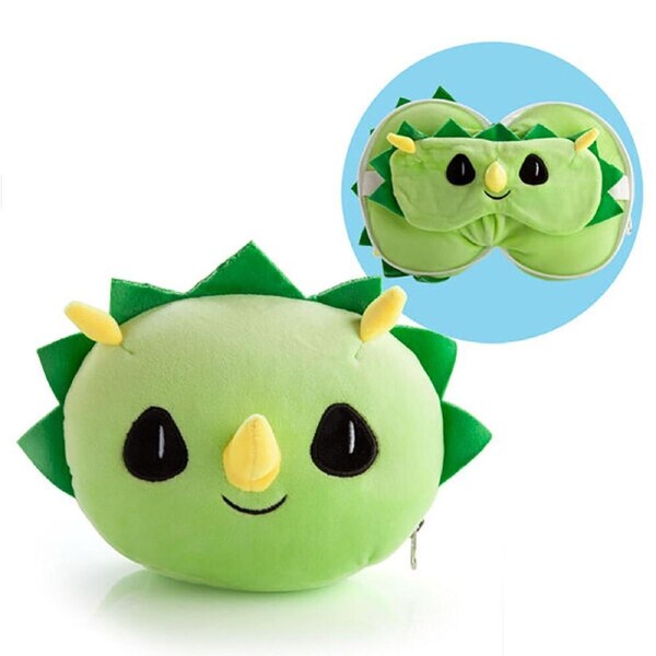 Smooshos Pal Travel 2-in-1 Eye Mask Neck Pillow Triceratops 17x15cm Green