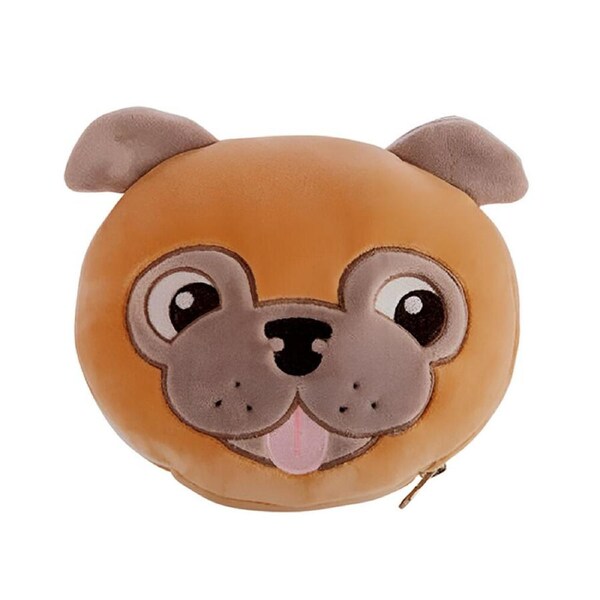 Smooshos Pal Travel 2-in-1 Eye Mask Neck Pillow Pug 17x15cm Brown