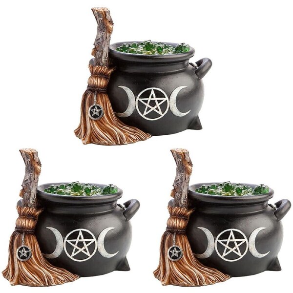 3PK Mystical Worlds Witches Cauldron LED Light Night Lamp Halloween Home Decor