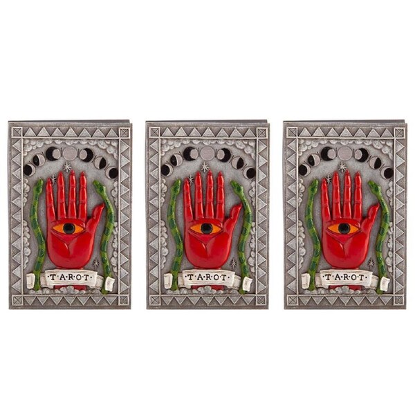 3PK Mystical Worlds Tarot Box Hamsa Eye Jewellery Trinket Storage Home Decor