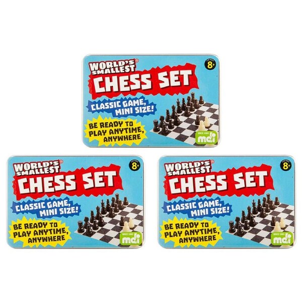3PK Worlds Smallest Chess Set Board Game Miniature Toy Kids/Children 8y+