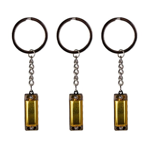 3PK Worlds Smallest Harmonica Keyring/Keychain Miniature Toy Kids 6y+ Assorted