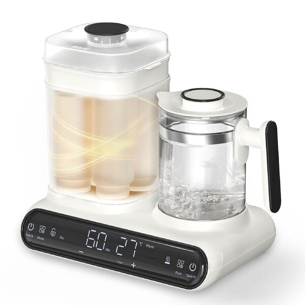 Advwin 10 in 1 Baby Water Kettle for Formula, Baby Bottle Warmer, Steamer& Dryer, Breastmilk Warmer Glass Water Boiler