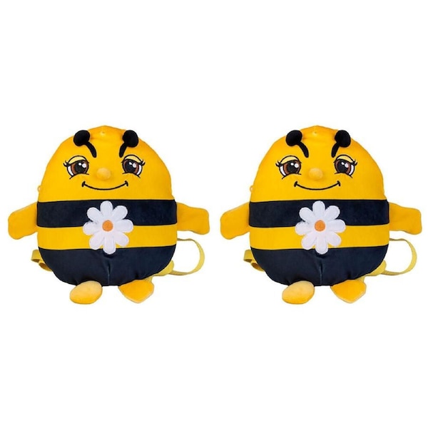 2PK Joybee The Bag of Smooshos Pal Bee Soft Plush Kids Backpack Yellow