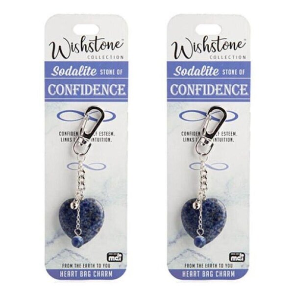 2PK Wishstone Sodalite Heart Bag Charm Keychain Women's Accessories Blue