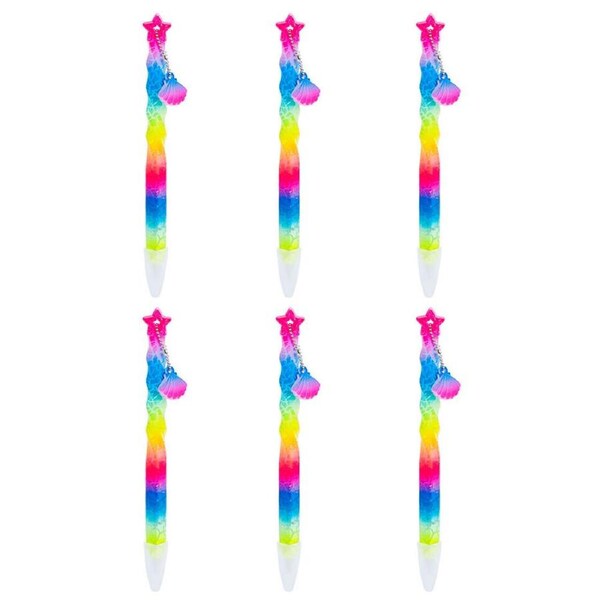 6PK Aquaworld Spiral Ball Pen Seashell Writing Stationery Kids/Children