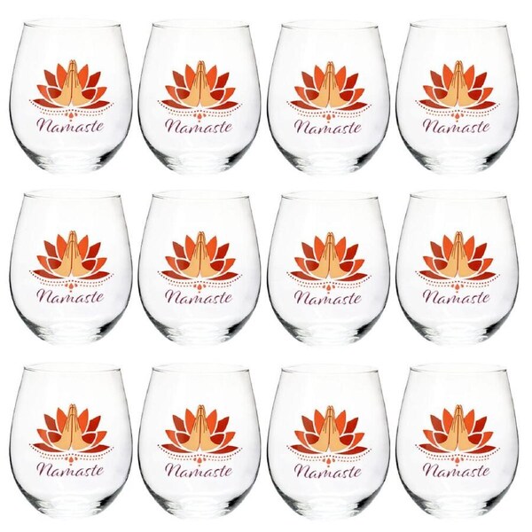 12PK Tallulah Wellness Stemless Wine Glass Tumbler Drinkware Zen Clear