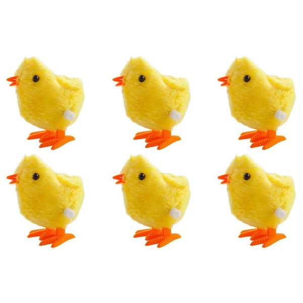 6PK Furever Pets Wind Up Soft Plush Jumping Toys Kids/Children Chick Yellow