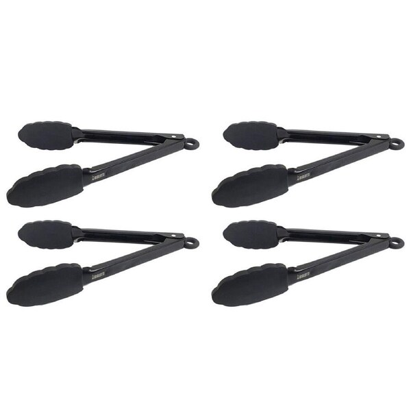 4PK Classica St. Clare Black Silicone & Stainless Steel Tongs 26cm Cookware