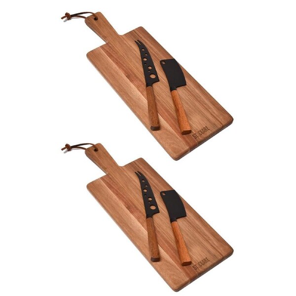 2x 3pc St. Claire Cheese Board Set Food Preparation Wooden Kitchen Utensils