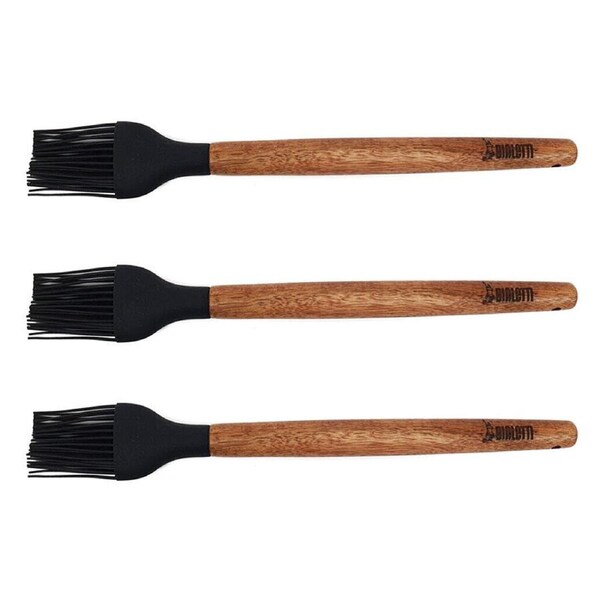 3PK Bialetti St. Clare Black Silicone Brush w/ Acacia Handle Baking Utensil
