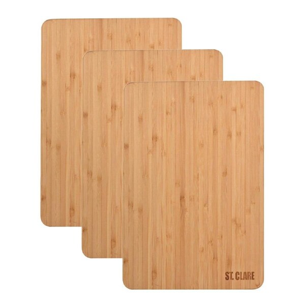 3PK St. Claire Bamboo Long Grain Chopping Board Rectangular Serveware 30x20cm