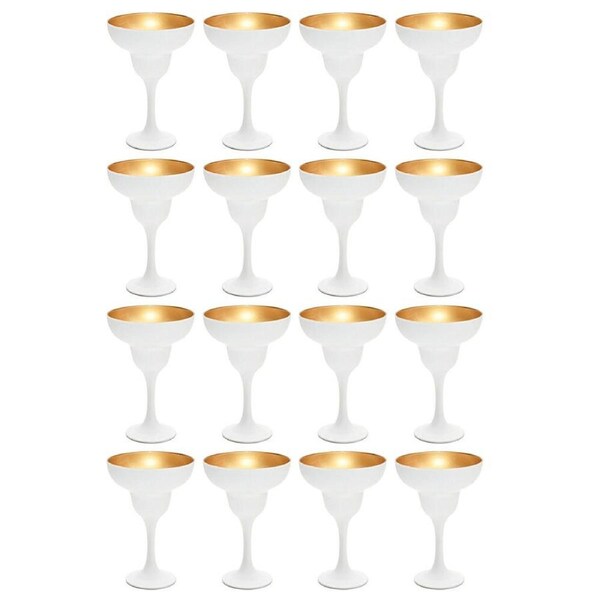 4x 4pc Artcraft Luna Classic Martini Glass Beverage Drinkware 305ml White/Gold