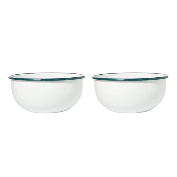 2PK St. Clare Enamel Mixing Bowl 22cm Cooking Baking Round Kitchenware White