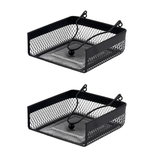 2PK Classica Nero Mesh Napkin Square Holder Home Organiser 18.5x16cm Black