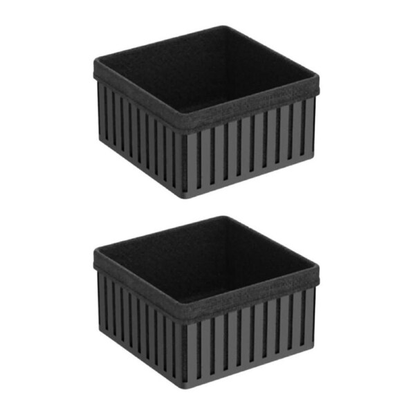 2x Hudson Wireware Range Bread Basket w/ Cotton Liner Organiser 21x 21cm Black