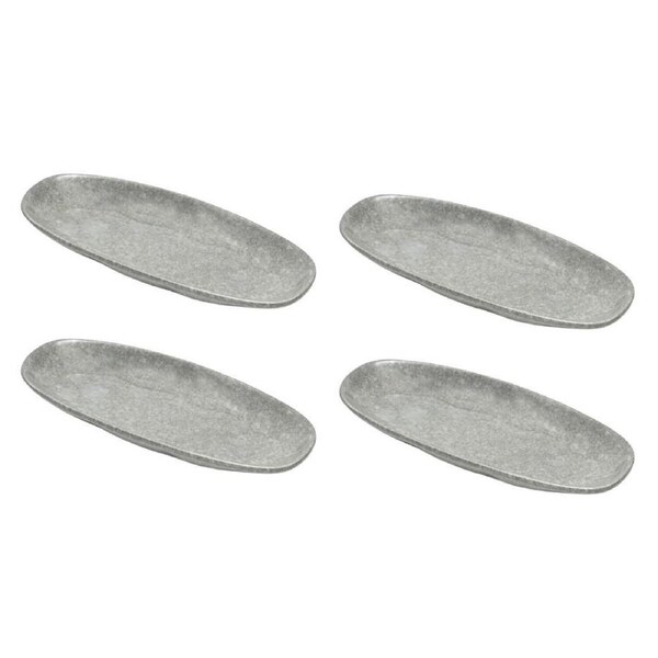 4PK St. Clare Oval Plate Glazed Ceramic Serving Dinner 28x13cm Reactive Grey