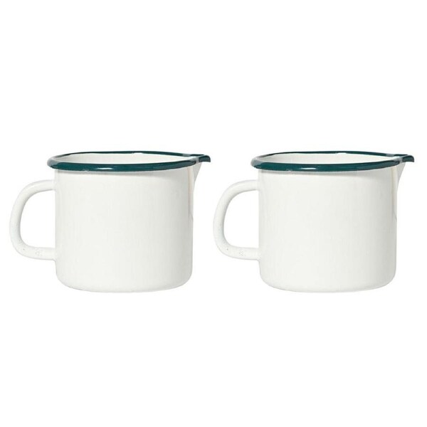 2PK St. Clare Enamel Measuring Jug 10cm Baking Utensil Round w/ Handle White