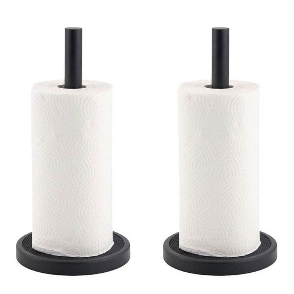 2x Classica Nero Mesh Paper Roll Holder Rust Resistant Organiser 33cm Black