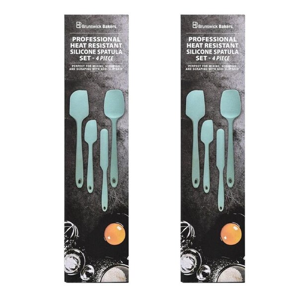 2x 4pc Brunswick Bakers Spatula Cyan Silicone Cooking Baking Utensil 28cm