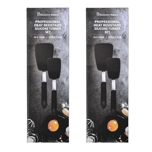 2x 2pc Brunswick Bakers Turners Food Grade Silicone Non-Slip Utensil 33x10cm