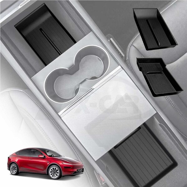 Center Console Armrest Organizer Tray Set for Tesla Model Y Juniper 2025-Onwards Storage Box Car Interior Accessories