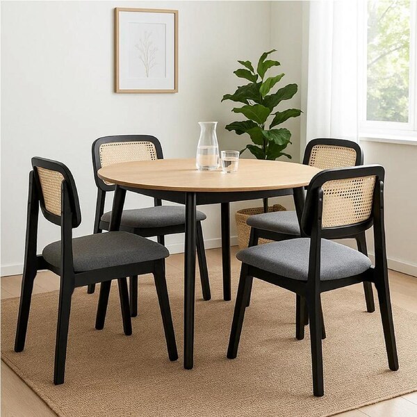 1 Set of 4 Levede Rattan Wicker Dining Chairs - Black