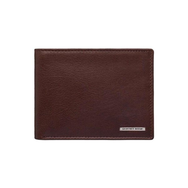 Geoffrey Beene Leather L-Fold Men's Slim Wallet w/ ID Window 23x9.5cm Brown