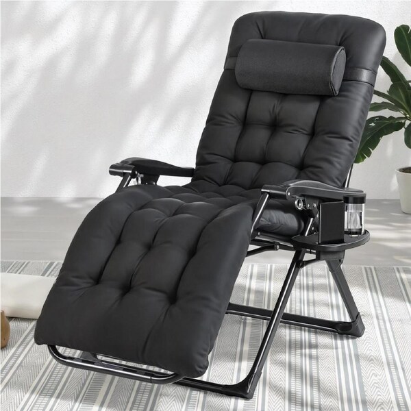 Gardeon Sun Lounge Lounger Folding Camping Zero Gravity Chair Outdoor Furniture Black
