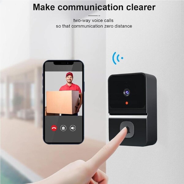 Video Door Bells Wireless WiFi Video Doorbell with Camera Smart Security Doorbell with Cloud Storage, Motion Detection, Two-Way Audio Home Intercom, Rechargeable Batteries, HD Night Vision (Black)
