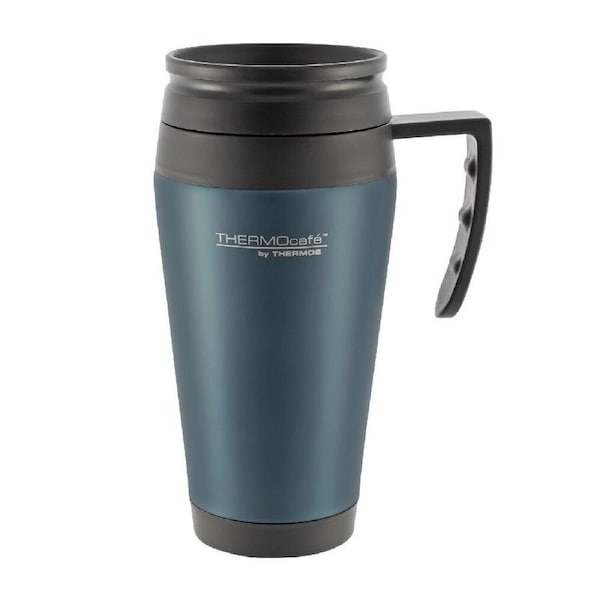 Thermos Thermocafe 400ml Stainless Steel Outer Foam Insulated Travel Mug - Blue