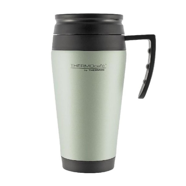 Thermos Thermocafe 400ml Stainless Steel Outer Foam Insulated Travel Mug - Green