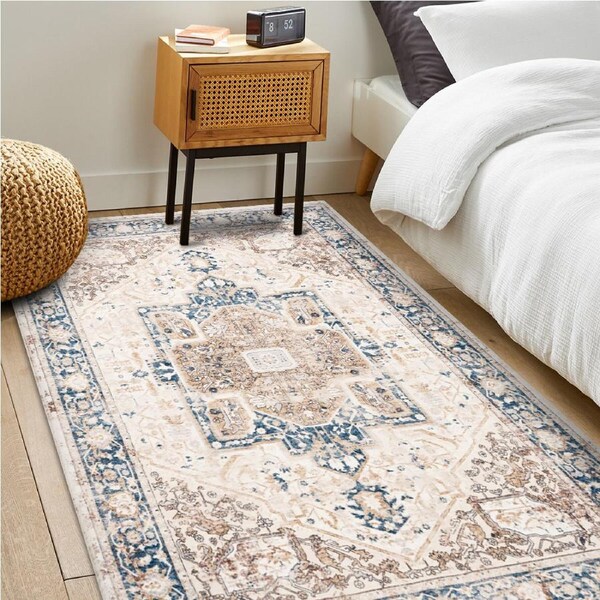 ZUNI Floor Rug 120x160CM Machine Washable Modern Area Rug Carpet Pale Blue