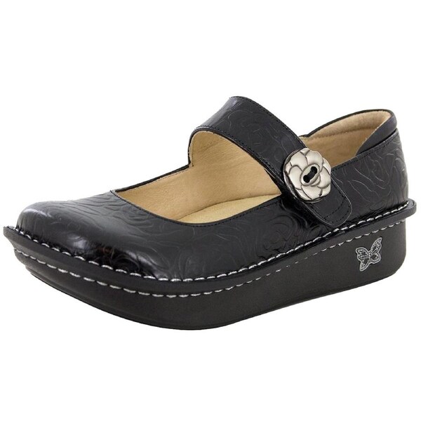 ALEGRIA Nursing Shoes Slip On Womens Work Working Hospitality - Black Embossed Rose EUR 41