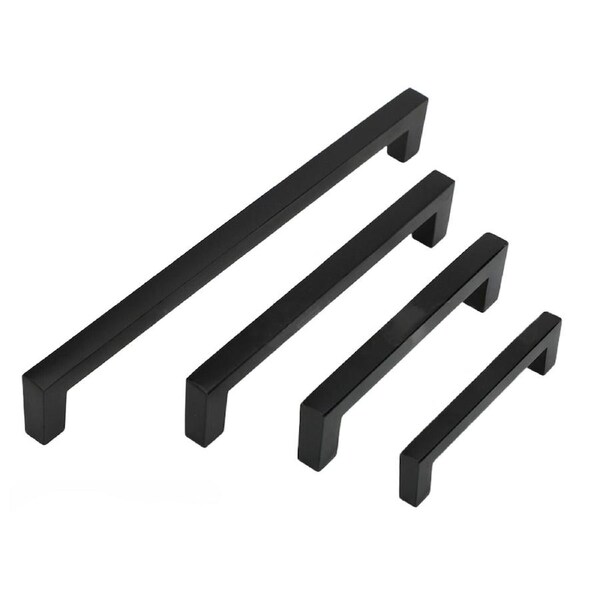 Kitchen Cabinet Door Handles Matte Black Stainless Steel Drawer Cupboard Pulls - 77mm 64mm 20 Pack