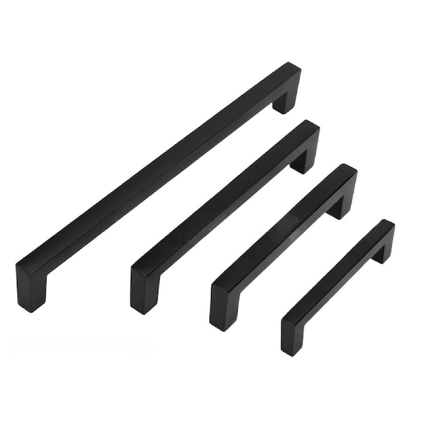 Kitchen Cabinet Door Handles Matte Black Stainless Steel Drawer Cupboard Pulls - 172mm 160mm 10 Pack