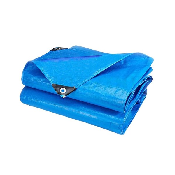 Blue Tarpaulin Tarp Waterproof Camping Poly Tarps Cover Sheet Truck UV PE 2.44 x 3.05m