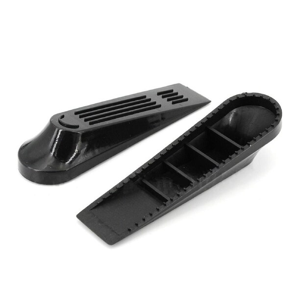 Thick Plastic Door Wedge Door Stop Stoppers Non-Slip Black - 4pcs 12 Set