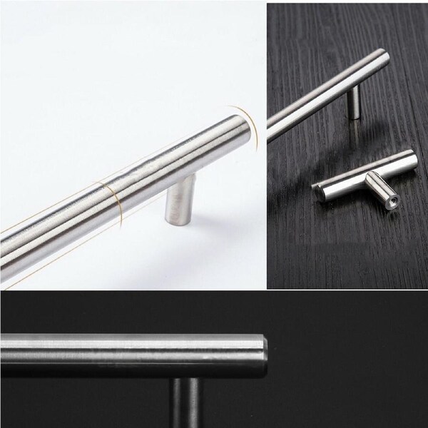 Kitchen Cabinet Door Handles Brushed Stainless Steel Door Drawer Pull Knob T Bar - 100mm 64mm 15 Pack