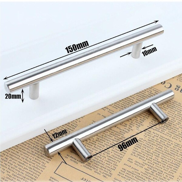 Kitchen Cabinet Door Handles Brushed Stainless Steel Door Drawer Pull Knob T Bar - 150mm 96mm 1 Pack