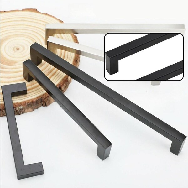 Kitchen Cabinet Door Handles Matte Black Stainless Steel Drawer Cupboard Pulls - 204mm 192mm 5 Pack