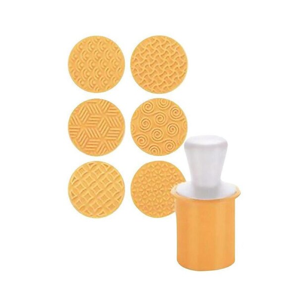 Cookie Stamp With 6 Patterns Cutter Christmas Biscuit Mould Tools - 6pcs Yellow