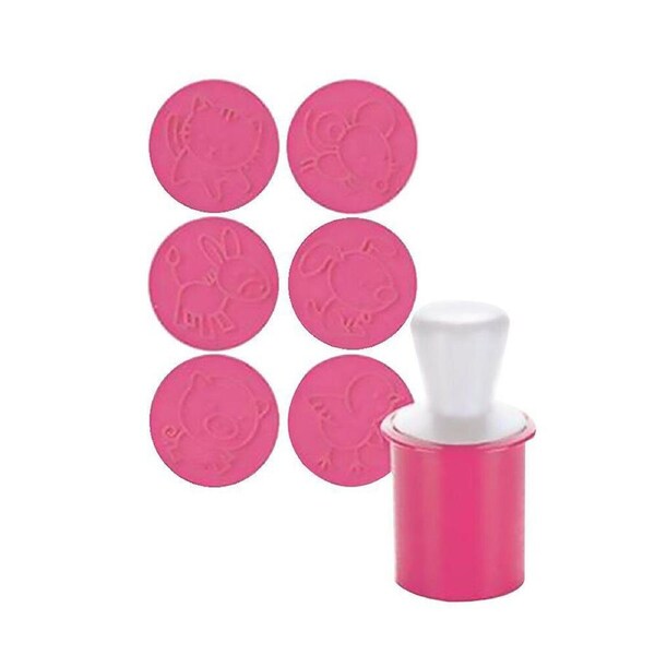 Cookie Stamp With 6 Patterns Cutter Christmas Biscuit Mould Tools - 6pcs Pink