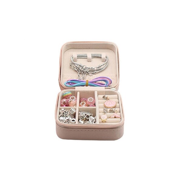 Bracelet Making Kit Beads Jewellery Charms Pendant Set DIY - 68pcs 68pcs Pink and Jewellery Box