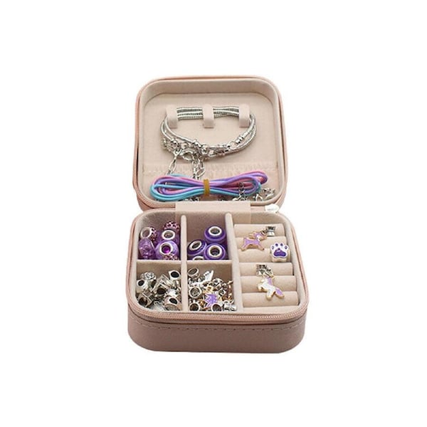 Bracelet Making Kit Beads Jewellery Charms Pendant Set DIY - 68pcs 68pcs Purple and Jewellery Box