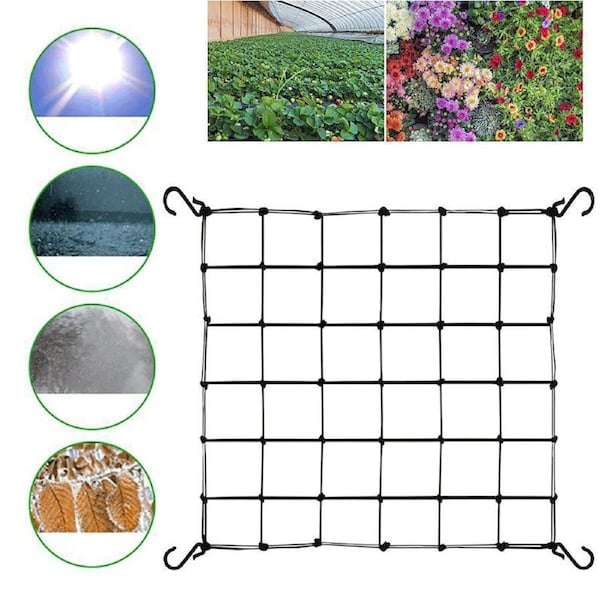 Elastic Scrog Trellis Net With Hooks Plant Support Netting for Grow Tent 120 x 120cm