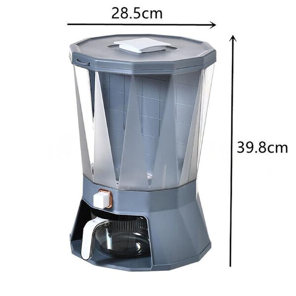 Auto Grain Case Cereal Dispenser Storage Box Kitchen Dry Food Rice Container Grey