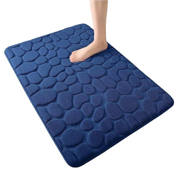 Non-slip Bathroom Carpet Super Absorbent Memory Foam Shower Bath Mat Door Mat - Blue 20 x 32in