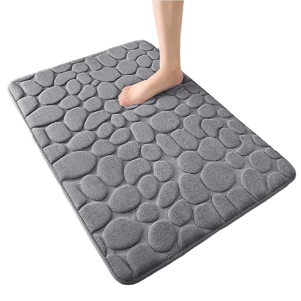 Non-slip Bathroom Carpet Super Absorbent Memory Foam Shower Bath Mat Door Mat - Grey 20 x 32in